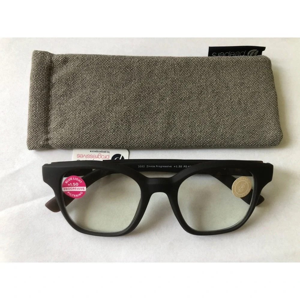 New Peepers Coffee Progressive blue light filter readers +1.50 & case